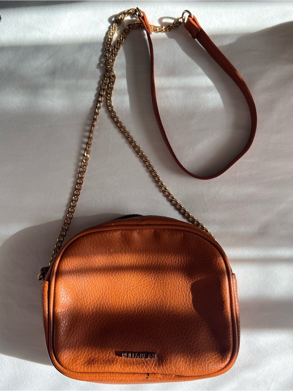 Pull&Bear Cognac Tan Crossbody Bag with Gold Chain *Free with purchase* - Picture 3 of 4